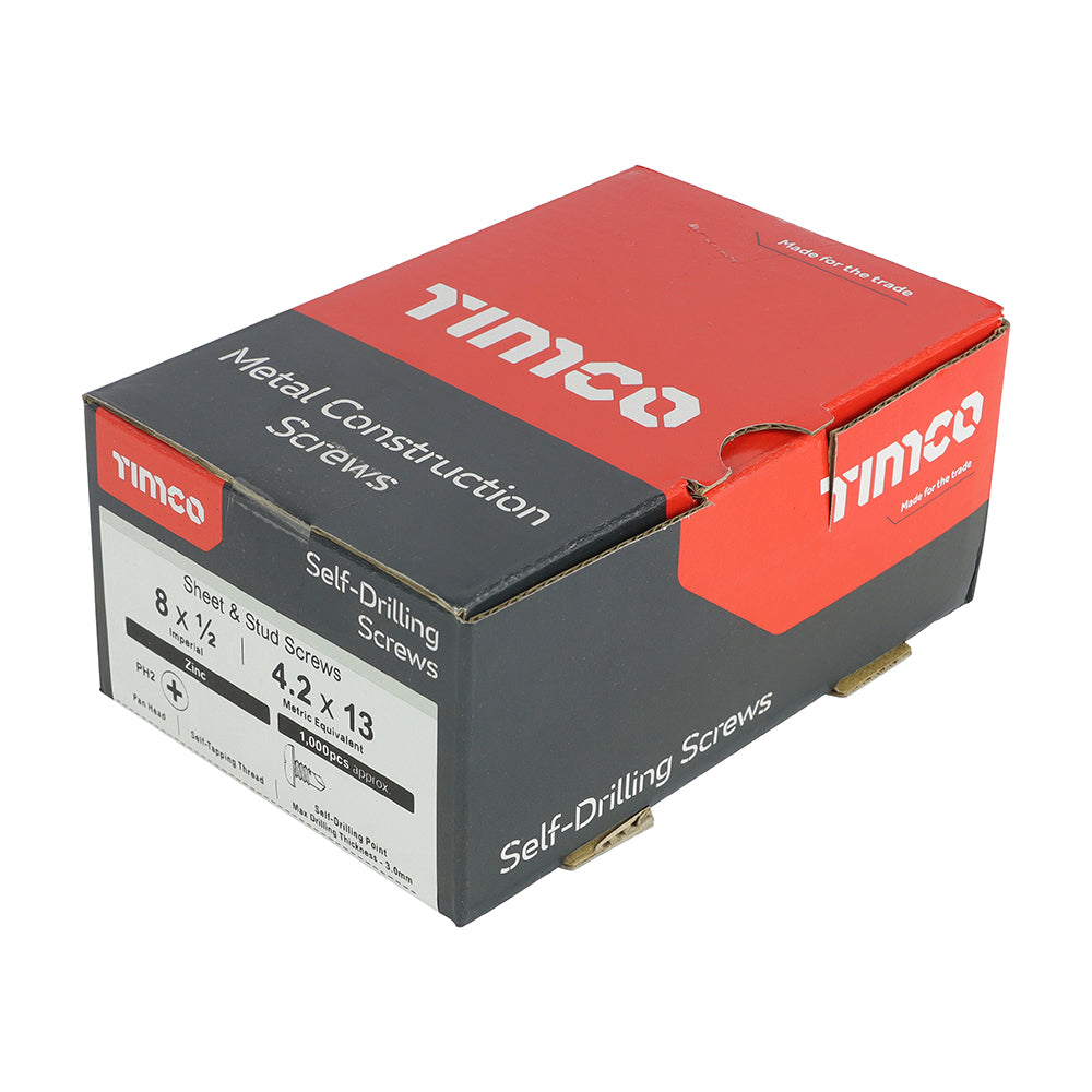 TIMCO Self-Drilling Metal Framing Pan Head Silver Screws - 8 x 1/2 - Image