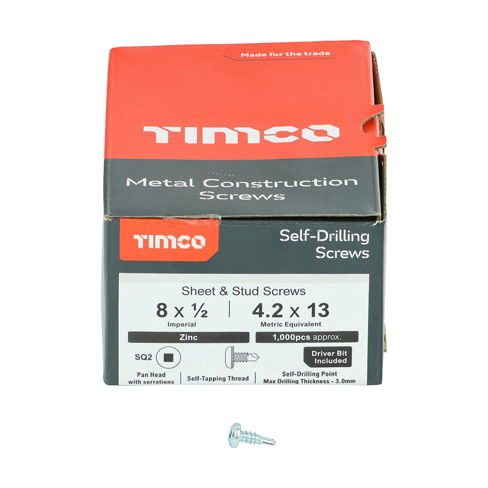 TIMCO Self-Drilling Metal Framing Pan Head Silver Screws - 8 x 1/2 - Image