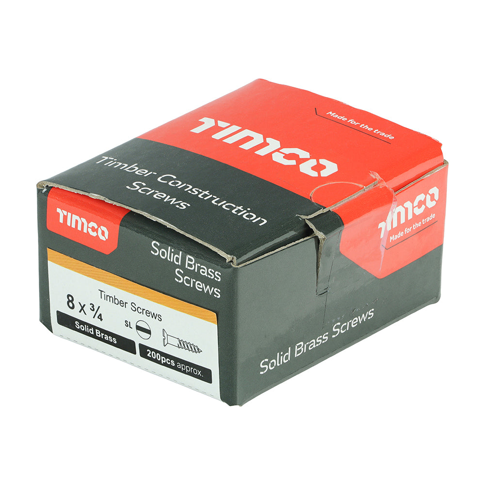 TIMCO Solid Brass Countersunk Woodscrews - 8 x 3/4 - Image