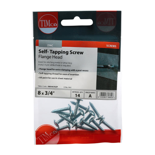 TIMCO Self-Tapping Flange Head Silver Screws - 8 x 3/4 - Image