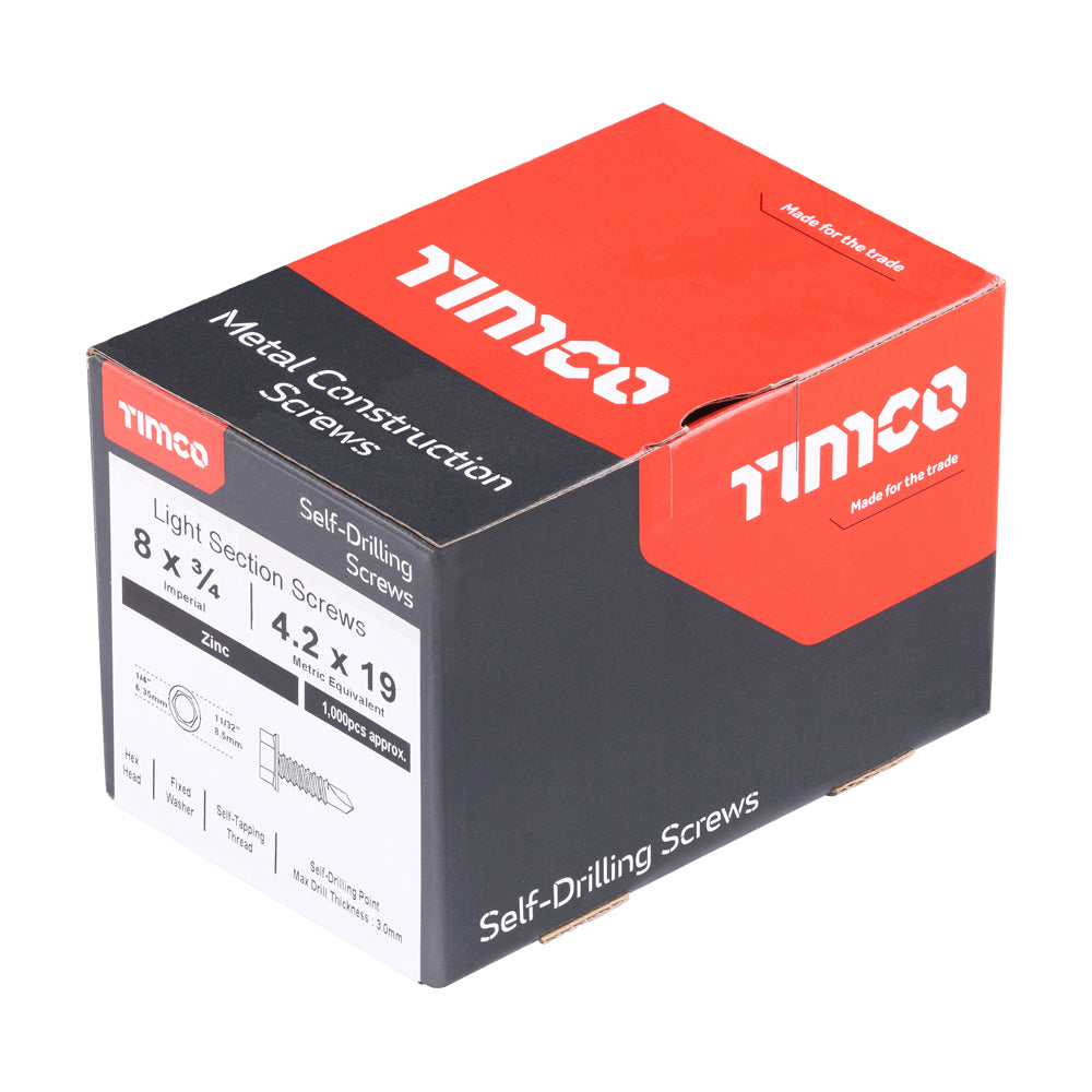 TIMCO Self-Drilling Light Section Silver Screws - 8 x 3/4 - Image
