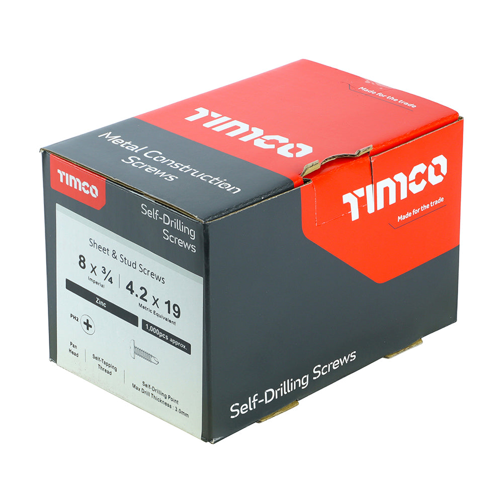 TIMCO Self-Drilling Metal Framing Pan Head Silver Screws - 8 x 3/4 - Image