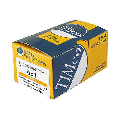 TIMCO Solid Brass Round Head Woodscrews - 8 x 3/4 - Image