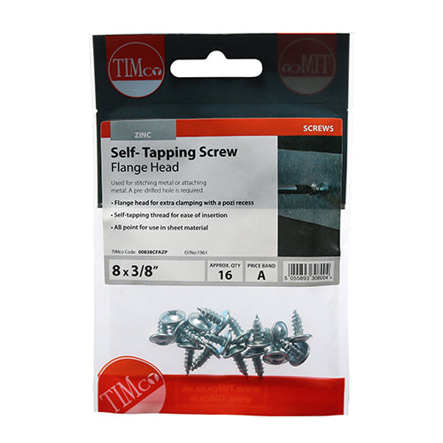 TIMCO Self-Tapping Flange Head Silver Screws - 8 x 3/8 - Image