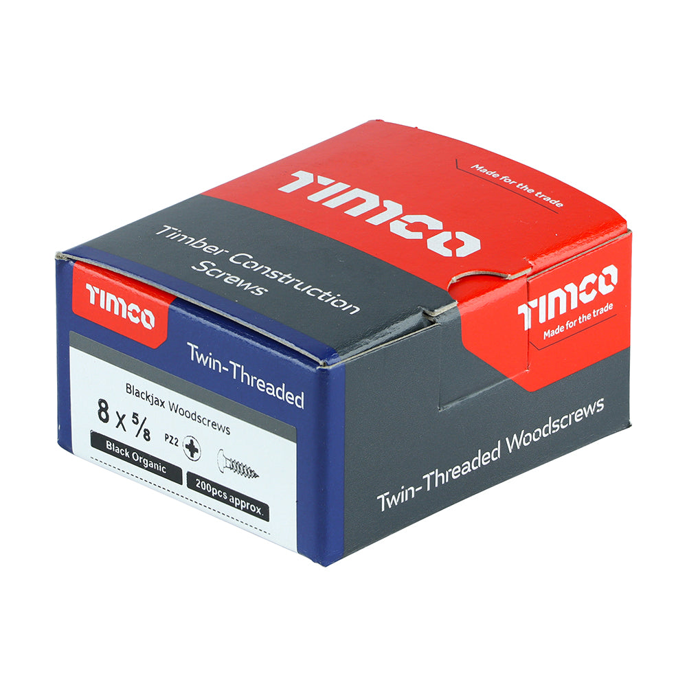 TIMCO Twin-Threaded Round Head Black Woodscrews - 8 x 5/8 - Image