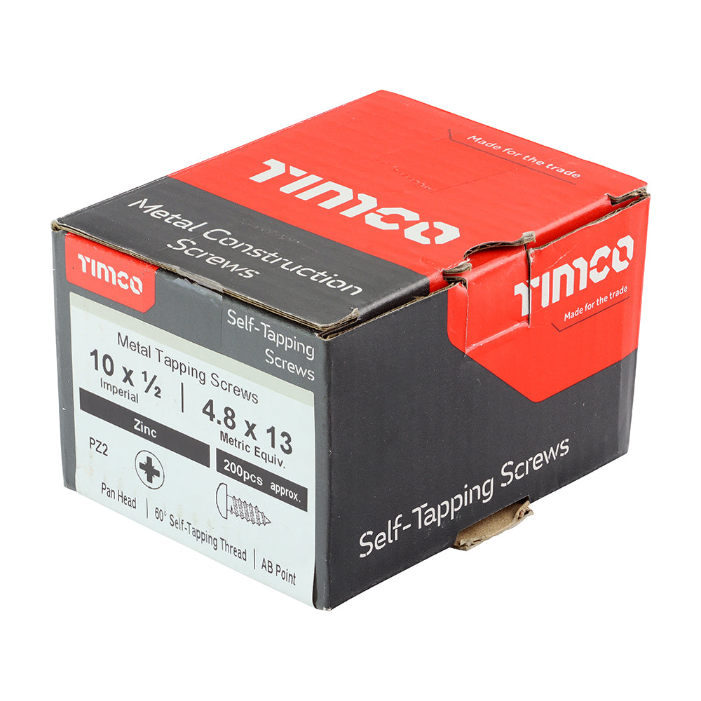 TIMCO Self-Tapping Pan Head Silver Screws - 10 x 1/2 - Image