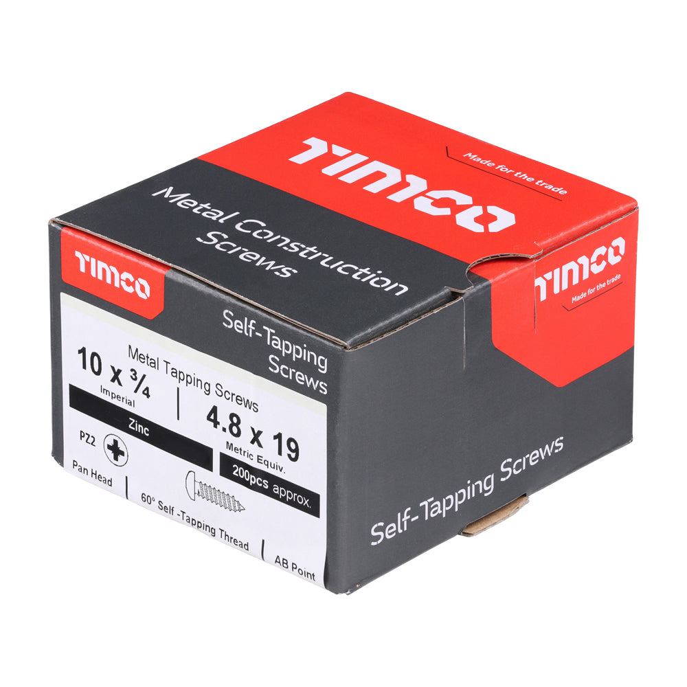 TIMCO Self-Tapping Pan Head Silver Screws - 10 x 3/4 - Image