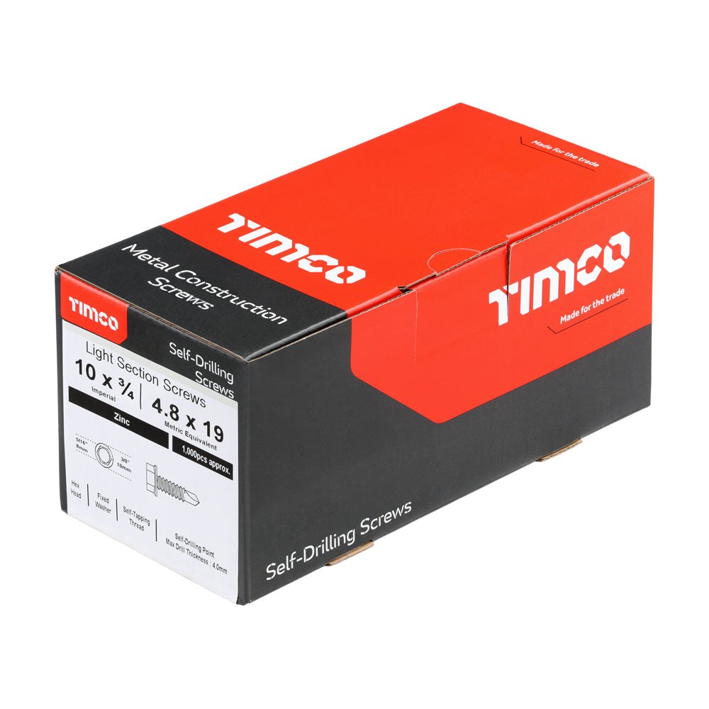 TIMCO Self-Drilling Light Section Silver Screws - 10 x 3/4 - Image