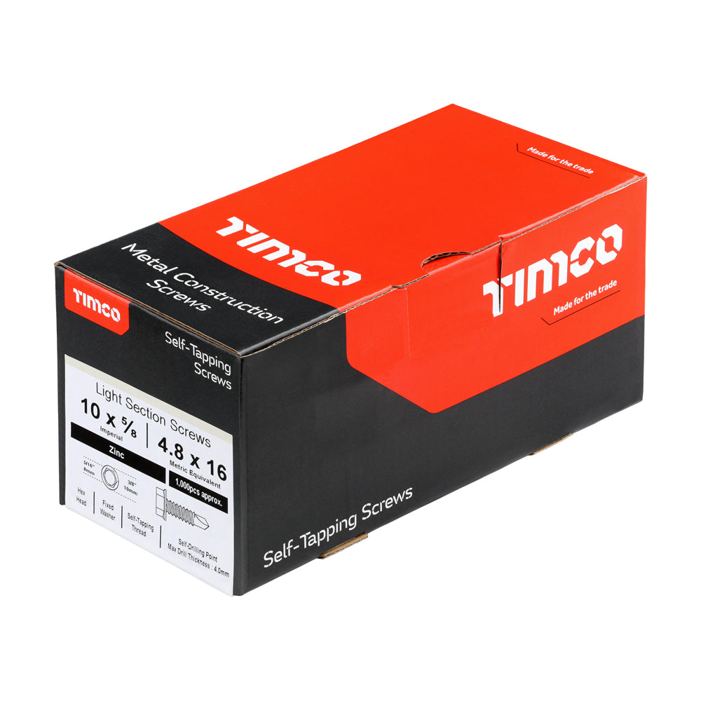 TIMCO Self-Drilling Light Section Silver Screws - 10 x 5/8 - Image