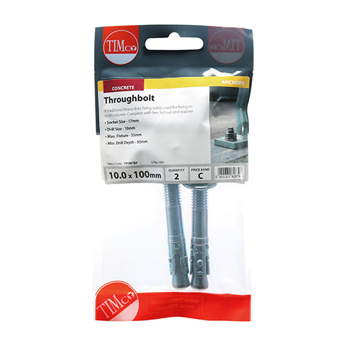 TIMCO Roofing Bolts & Square Nuts Silver - M6 x 100 - Image