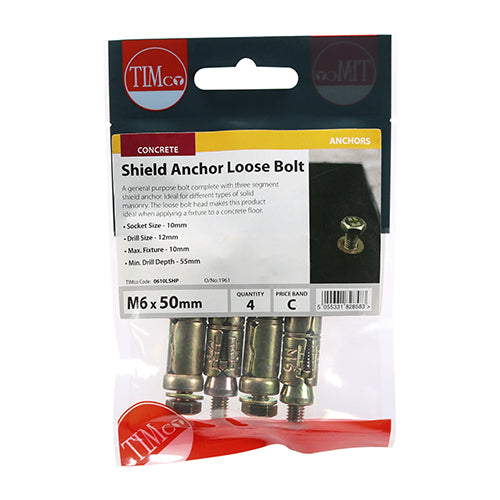 TIMCO Shield Anchors Loose Bolt Gold - M6:10L (M6 x 50) - Image