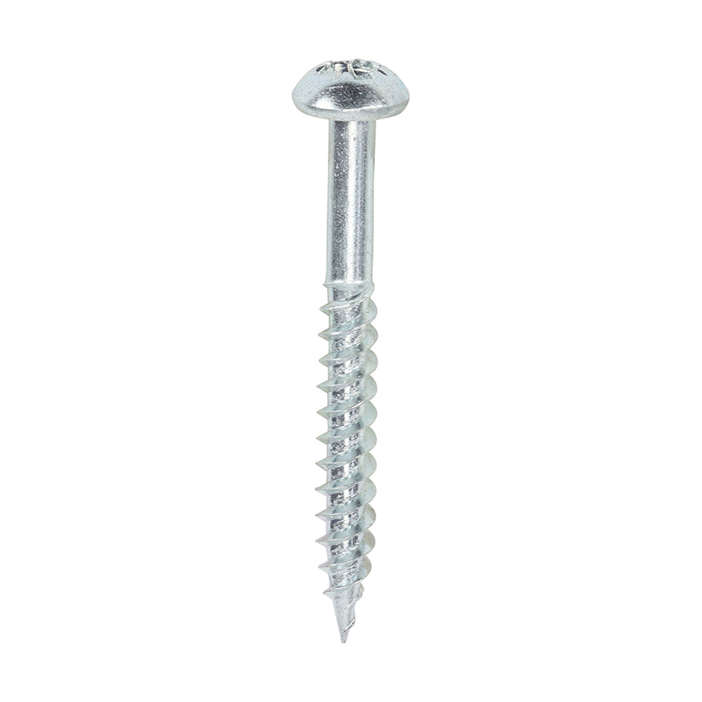 TIMCO Twin-Threaded Round Head Silver Woodscrews - 6 x 11/4 - Image