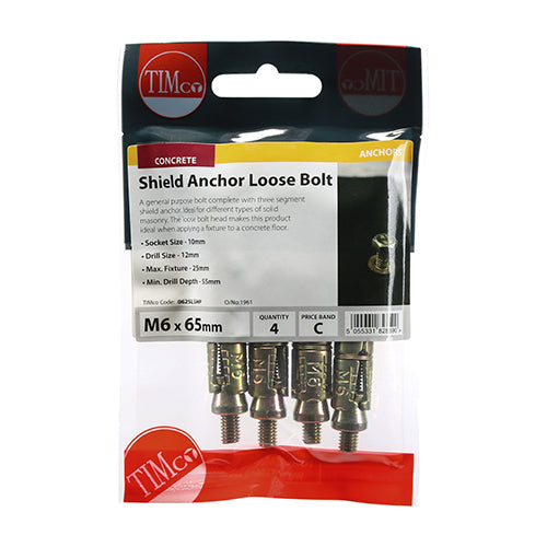 TIMCO Shield Anchors Loose Bolt Gold - M6:25L (M6 x 65) - Image