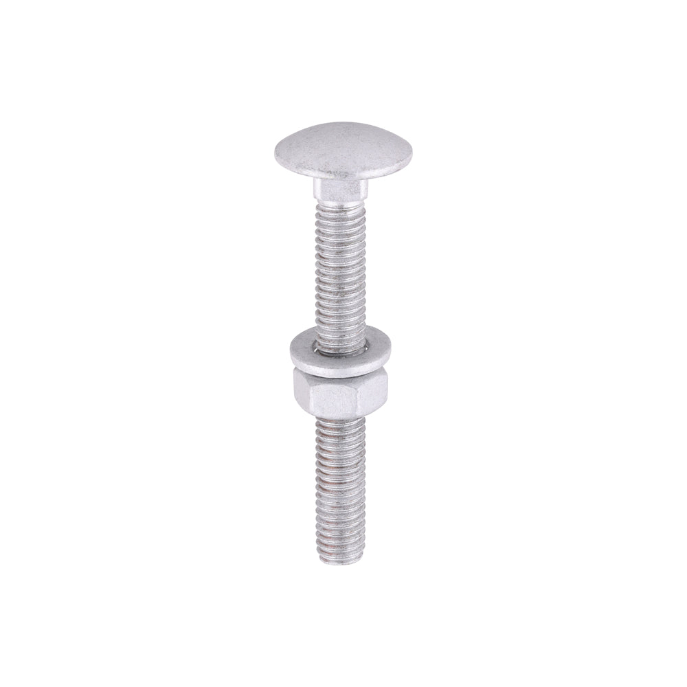 TIMCO Carriage Bolts DIN603, Hex Full Nuts DIN934 & Form A DIN125-A Washer Exterior Silver - M6 x 50 - Image