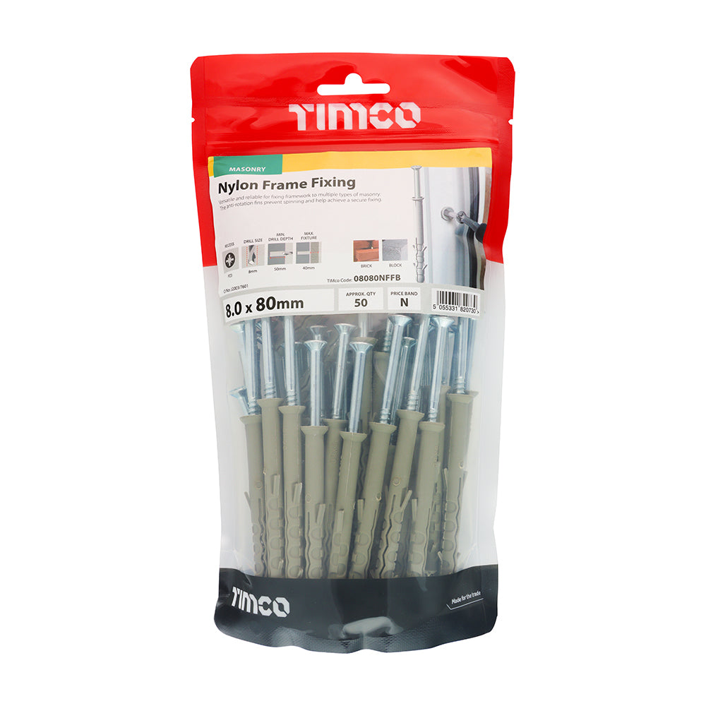 TIMCO Nylon Frame Fixings - 8.0 x 80 - Image