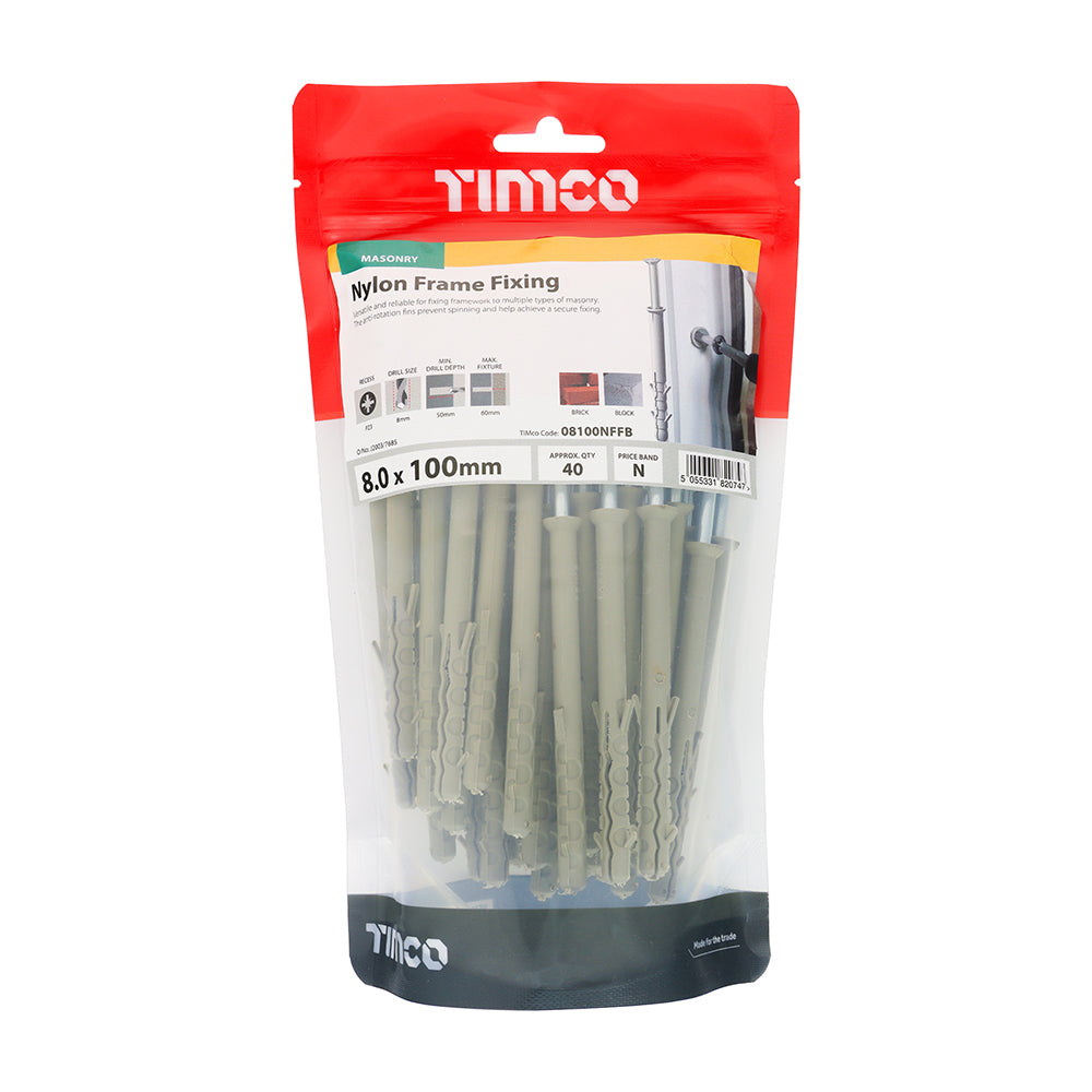 TIMCO Nylon Frame Fixings - 8.0 x 100 - Image