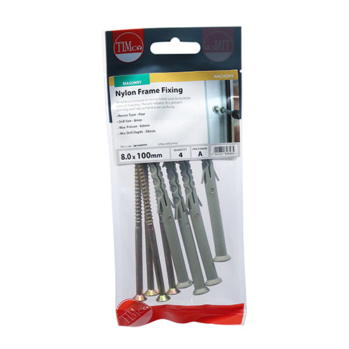 TIMCO Nylon Frame Fixings - 8.0 x 100 - Image