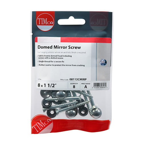 TIMCO Mirror Screws Dome Head Chrome - 8 x 1 1/2 - Image