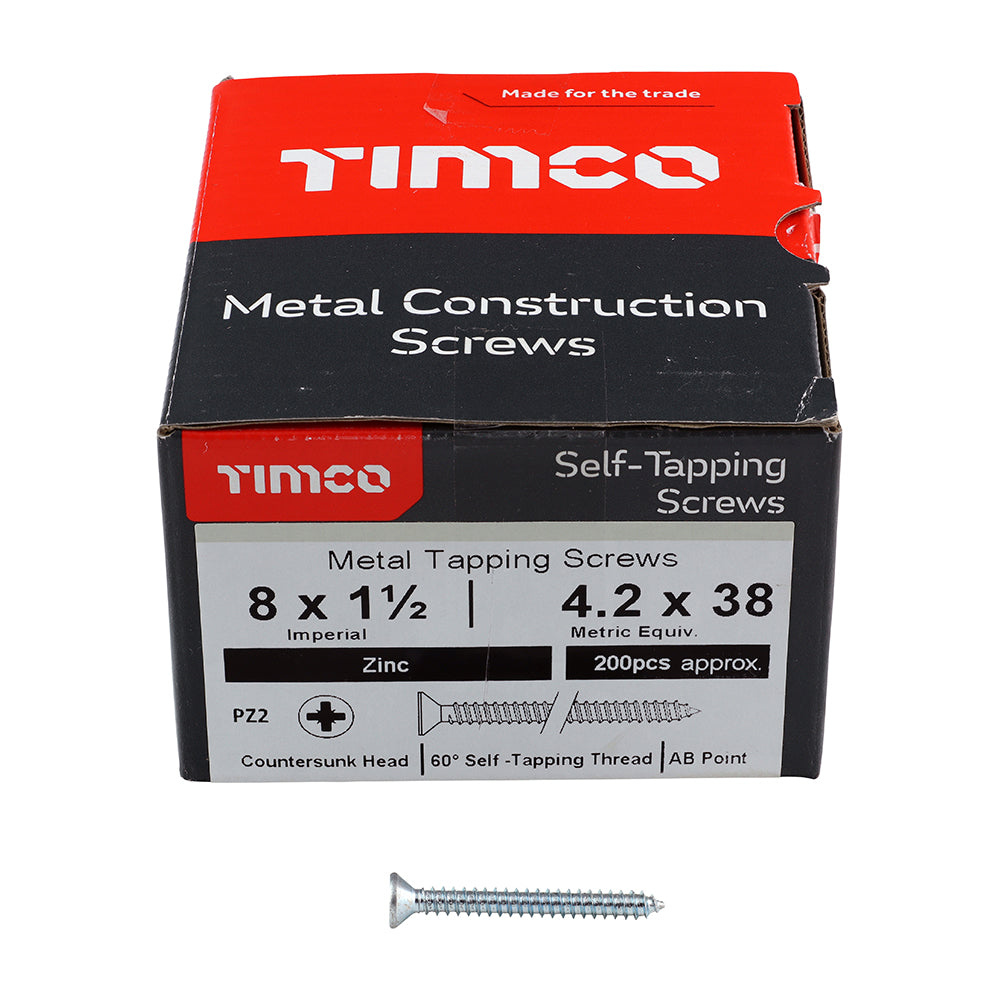 TIMCO Self-Tapping Pan Head Silver Screws - 8 x 1 1/2 - Image