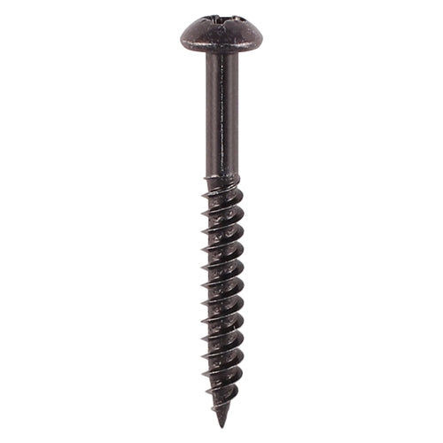 TIMCO Twin-Threaded Round Head Black Woodscrews - 8 x 1 1/4 - Image