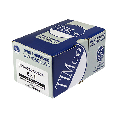 TIMCO Twin-Threaded Round Head Black Woodscrews - 8 x 1 1/4 - Image