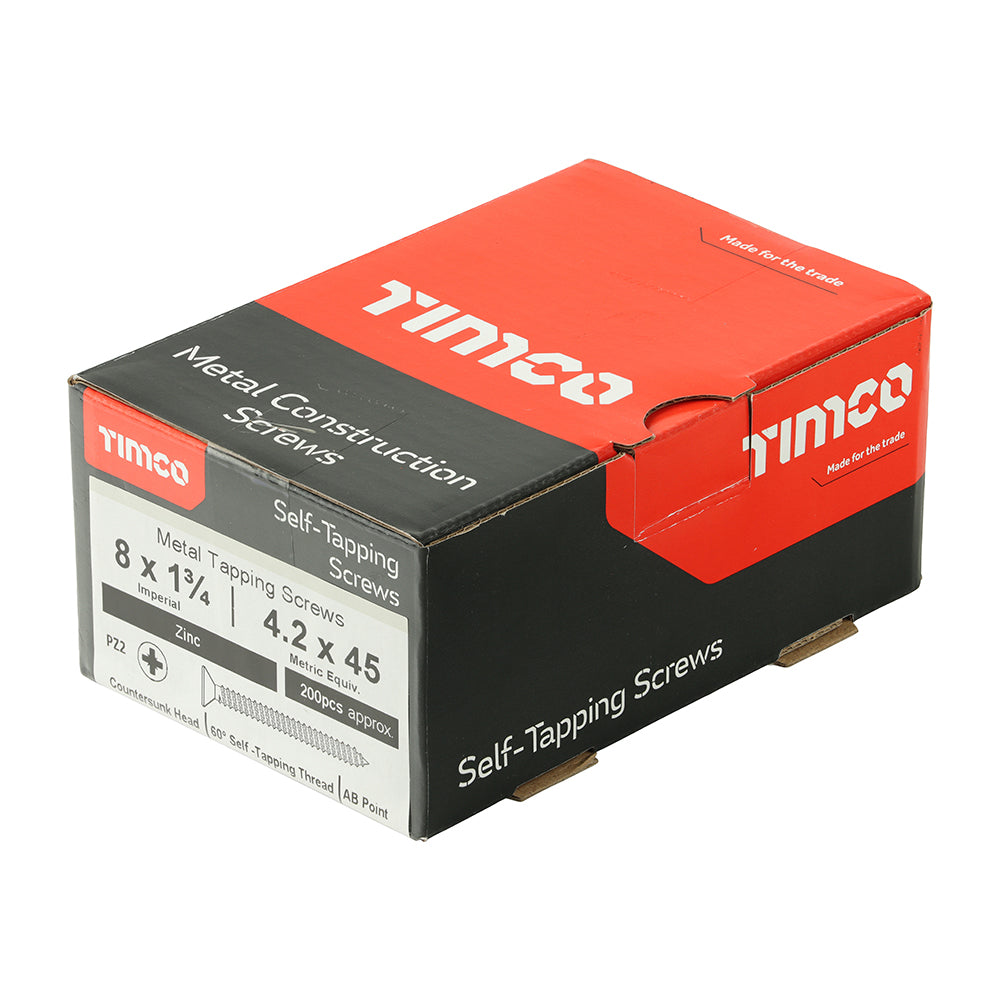 TIMCO Self-Tapping Countersunk Silver Screws - 8 x 1 3/4 - Image
