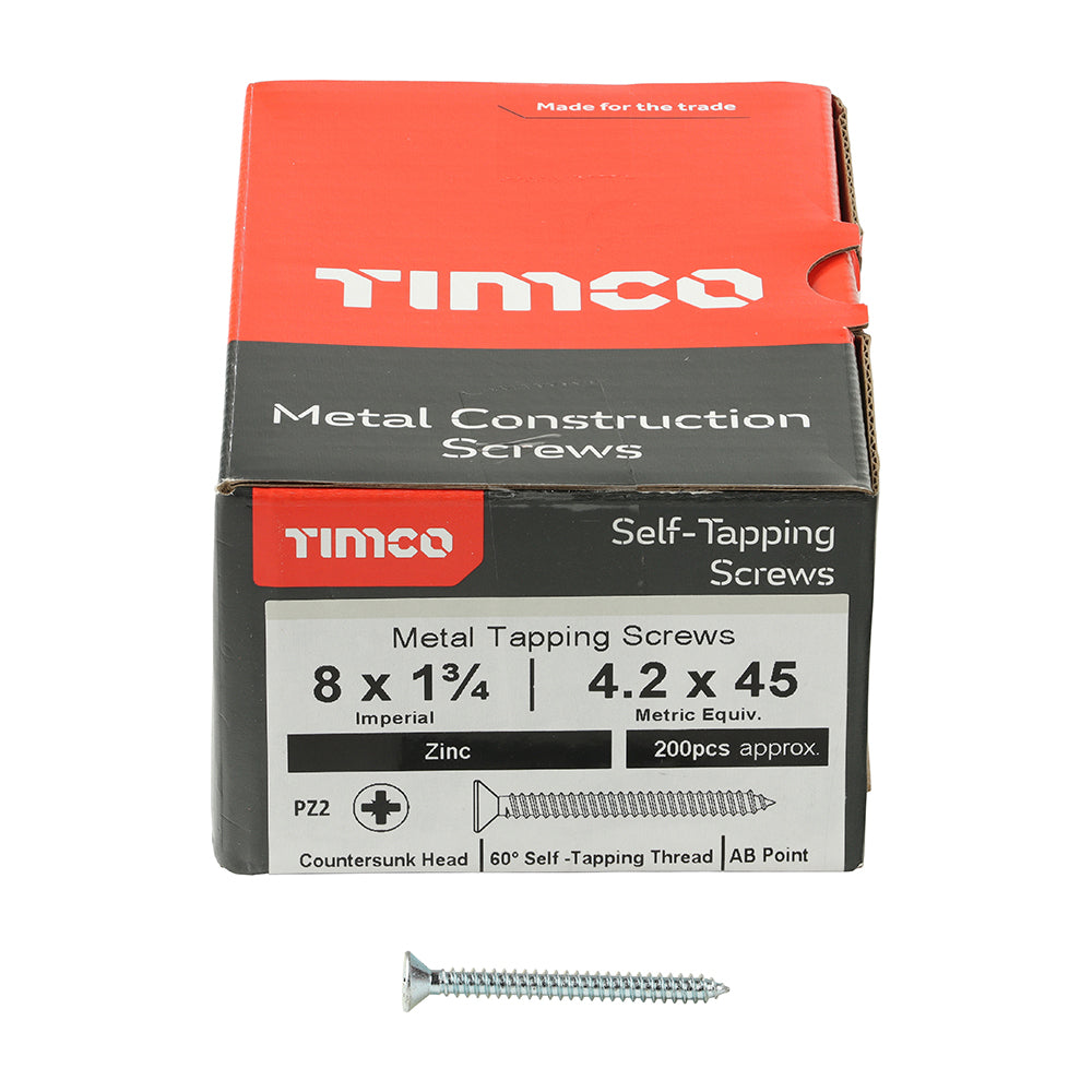 TIMCO Self-Tapping Countersunk Silver Screws - 8 x 1 3/4 - Image