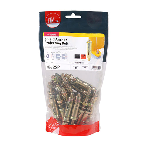TIMCO Shield Anchors Projecting Bolt Gold - M8:25P (M8 x 70) - Image