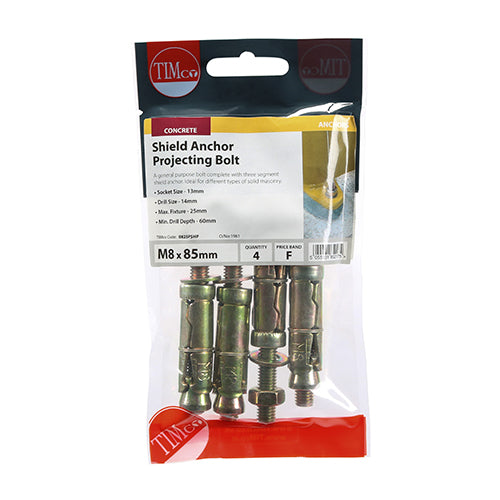 TIMCO Shield Anchors Projecting Bolt Gold - M8:25P (M8 x 85) - Image
