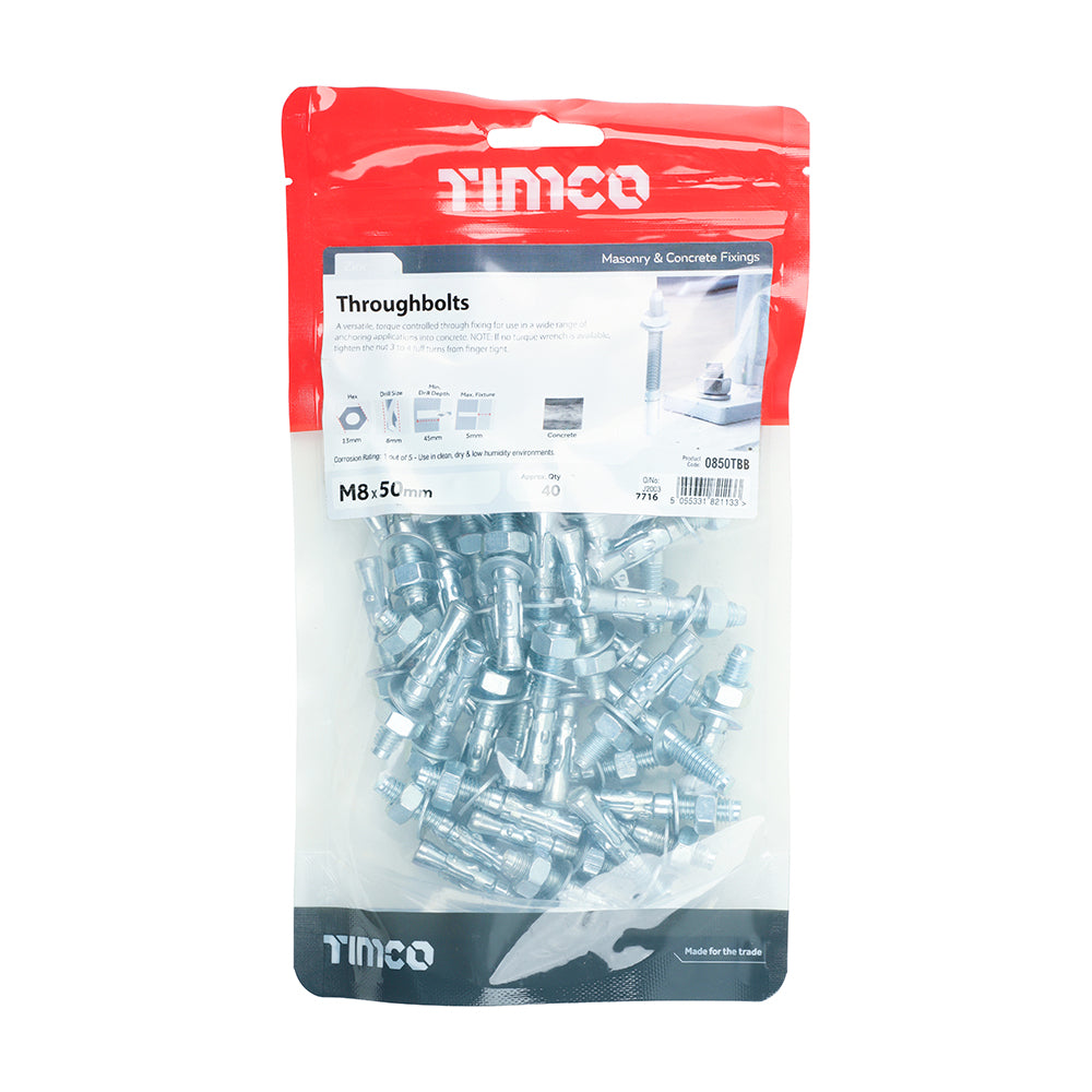 TIMCO Throughbolts Silver - M8 x 50 - Image