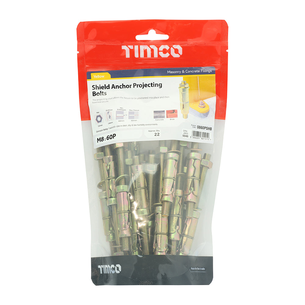 TIMCO Shield Anchors Projecting Bolt Gold - M8:60P (M8 x 120) - Image