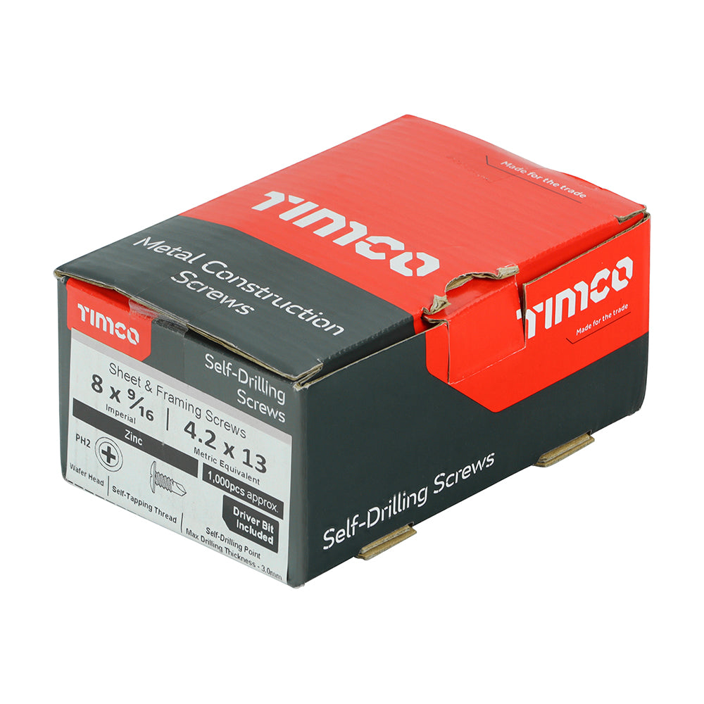 TIMCO Self-Drilling Wafer Head Silver Screws - 8 x 9/16 - Image