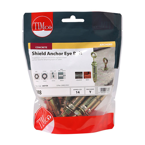 TIMCO Forged Eyes With Sheil Anchors Gold - M8 - Image