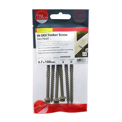 TIMCO Timber Screws Hex Flange Head Exterior Green - 6.7 x 100 - Image
