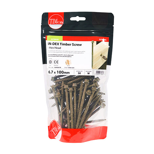 TIMCO Timber Screws Hex Flange Head Exterior Green - 6.7 x 100 - Image