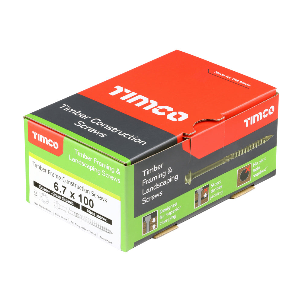 TIMCO Timber Screws Hex Flange Head Exterior Green - 6.7 x 100 - Image