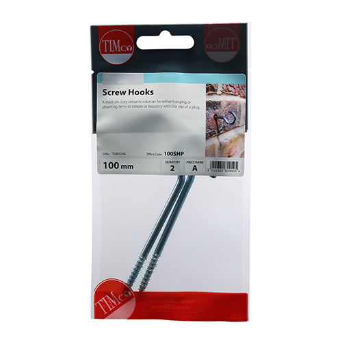 TIMCO Screw Hooks Silver - 100mm - Image