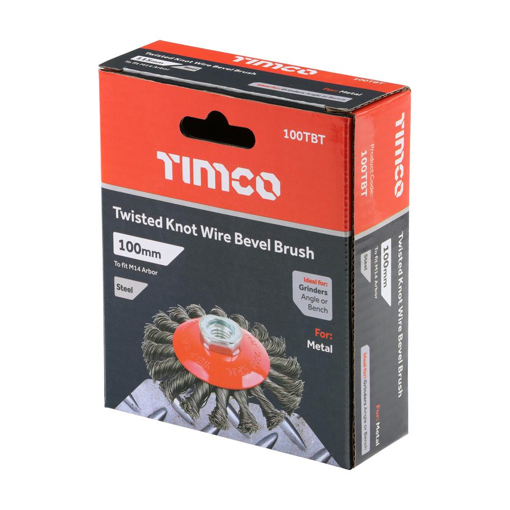 TIMCO Angle Grinder Bevel Brush Twisted Knot Steel Wire - 100mm - Image