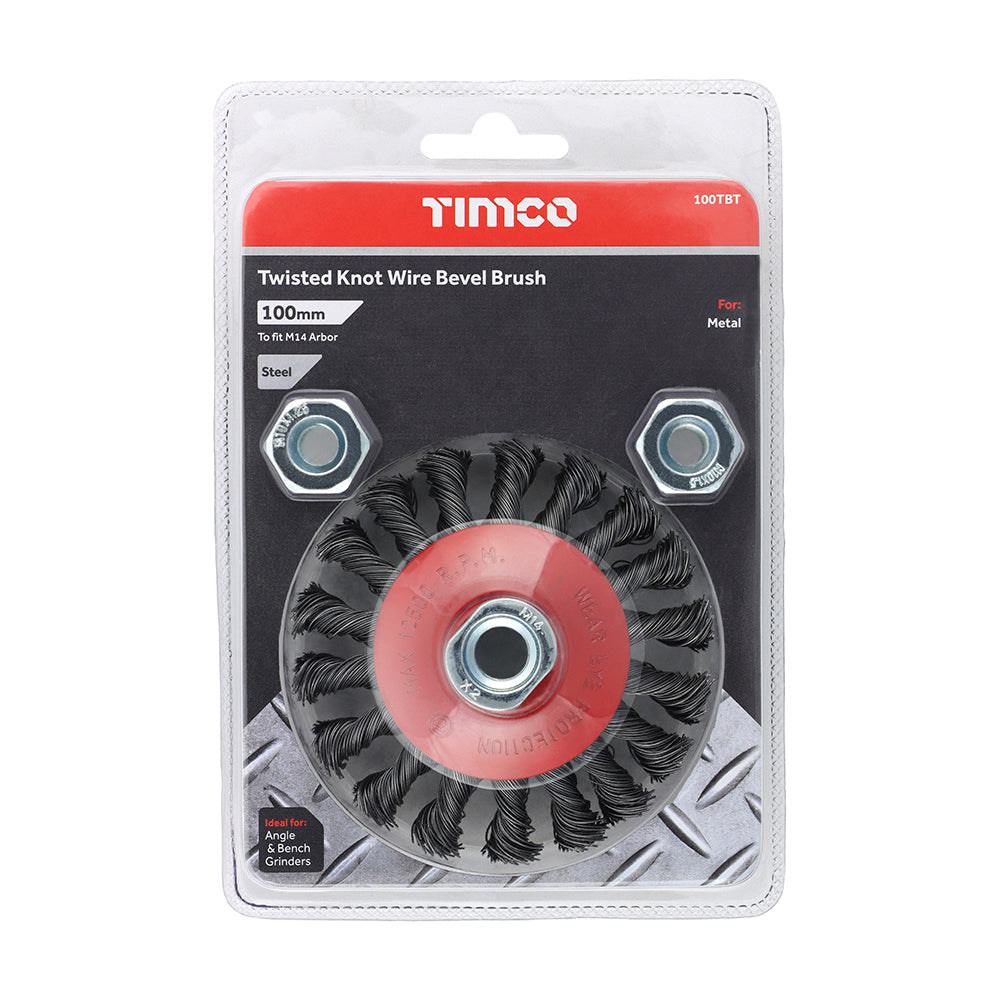 TIMCO Angle Grinder Bevel Brush Twisted Knot Steel Wire - 100mm - Image