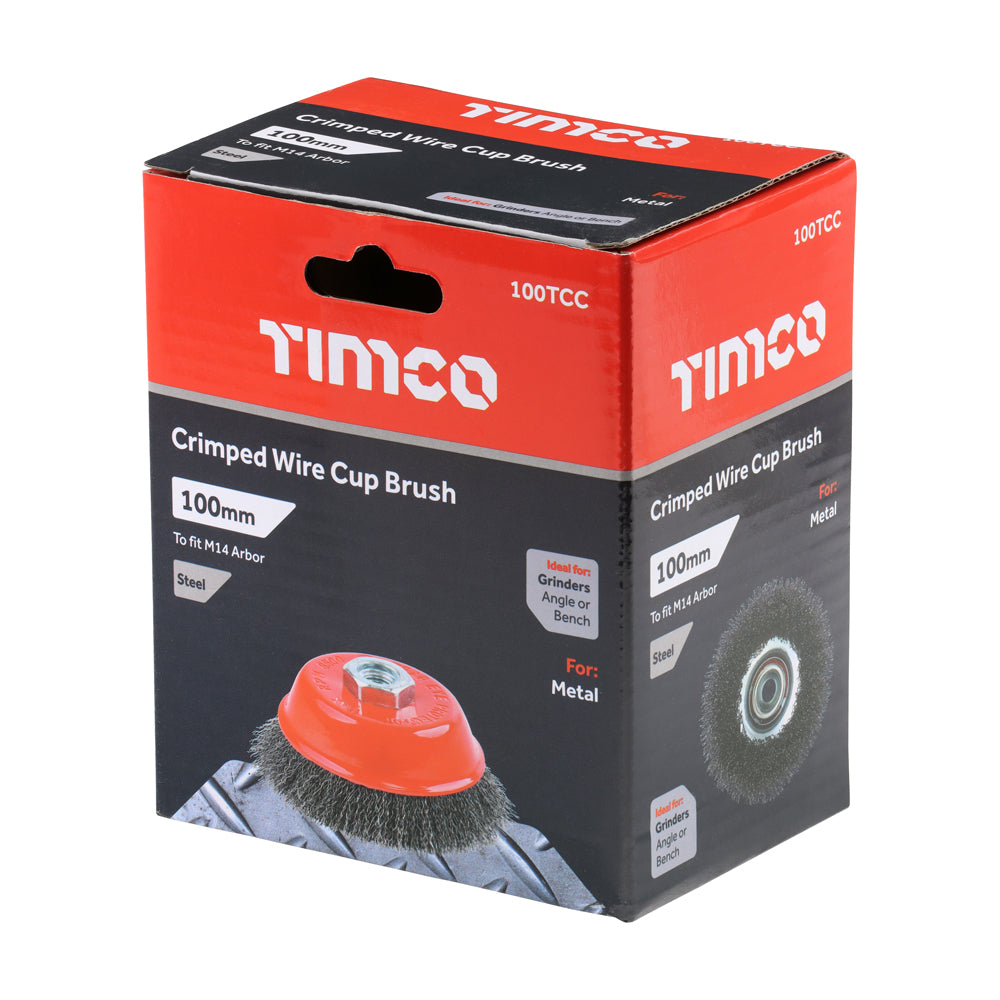 TIMCO Angle Grinder Cup Brush Crimped Steel Wire - 100mm - Image