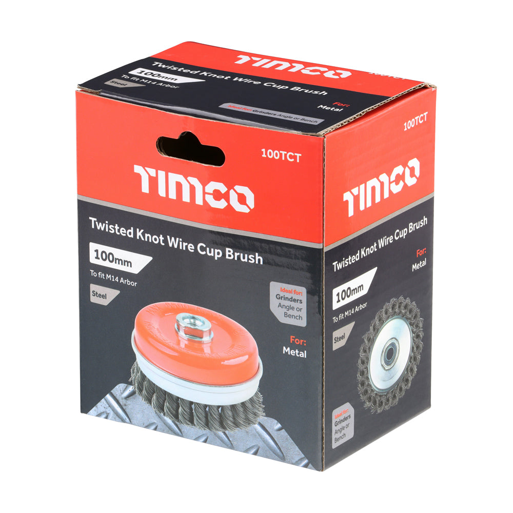 TIMCO Angle Grinder Cup Brush Twisted Knot Steel Wire - 100mm - Image