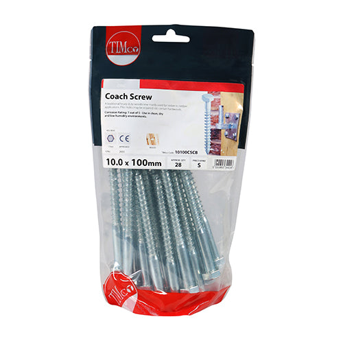 TIMCO Coach Screws Hex Head Silver - 10.0 x 100 - Image