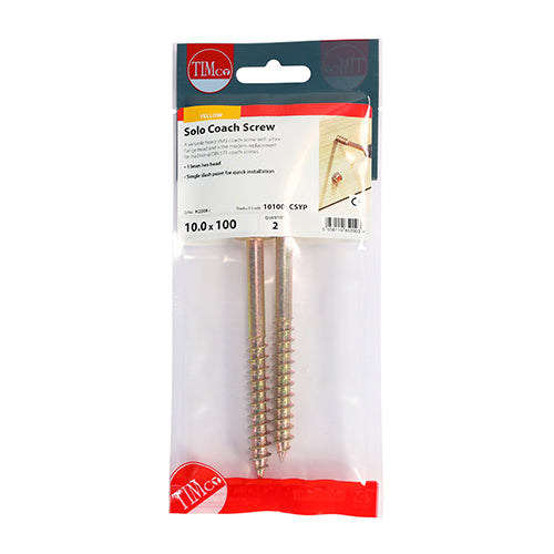 TIMCO Solo Advanced Hex Head Gold Coach Woodscrews - 10.0 x 100 - Image