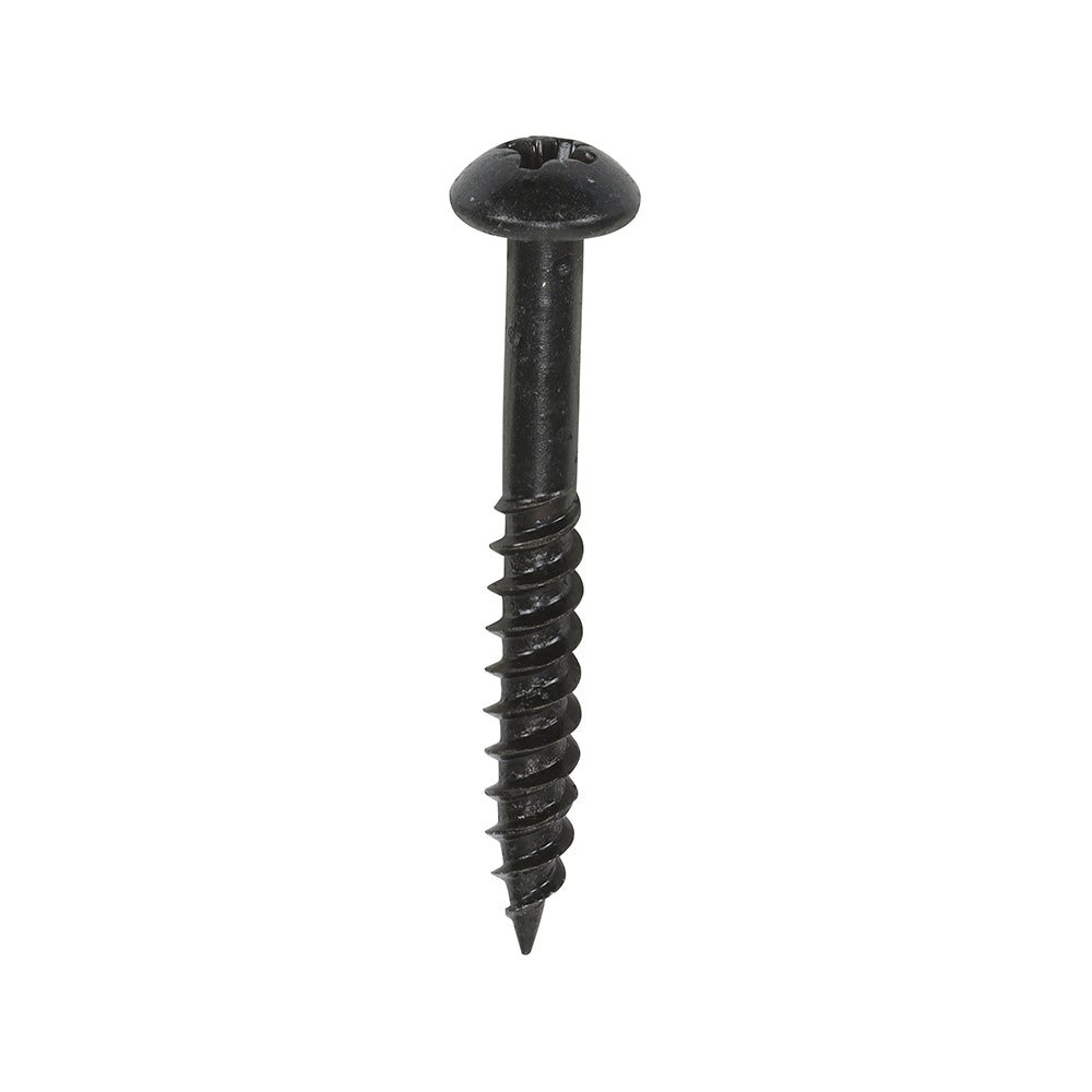 TIMCO Twin-Threaded Round Head Black Woodscrews - 10 x 1 1/2 - Image