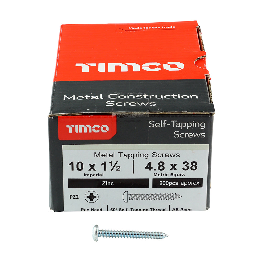 TIMCO Self-Tapping Pan Head Silver Screws - 10 x 1 1/2 - Image