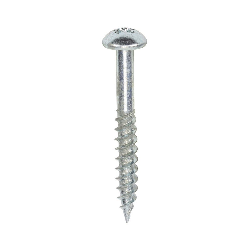 TIMCO Twin-Threaded Round Head Silver Woodscrews - 10 x 11/2 - Image