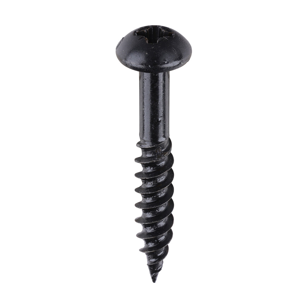 TIMCO Twin-Threaded Round Head Black Woodscrews - 10 x 1 1/4 - Image
