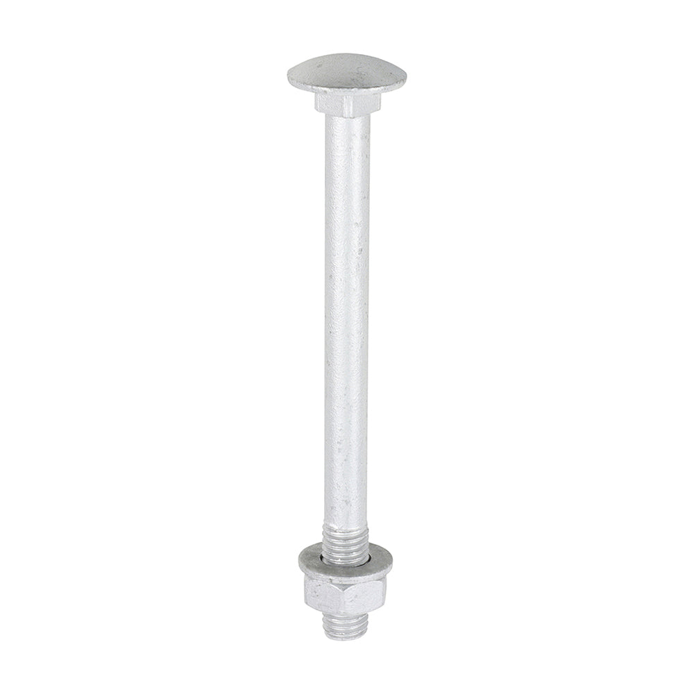TIMCO Carriage Bolts DIN603, Hex Full Nuts DIN934 & Form A DIN125-A Washer Exterior Silver - M10 x 120 - Image