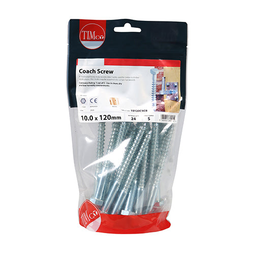 TIMCO Coach Screws Hex Head Silver - 10.0 x 120 - Image