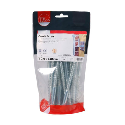 TIMCO Coach Screws Hex Head Silver - 10.0 x 130 - Image